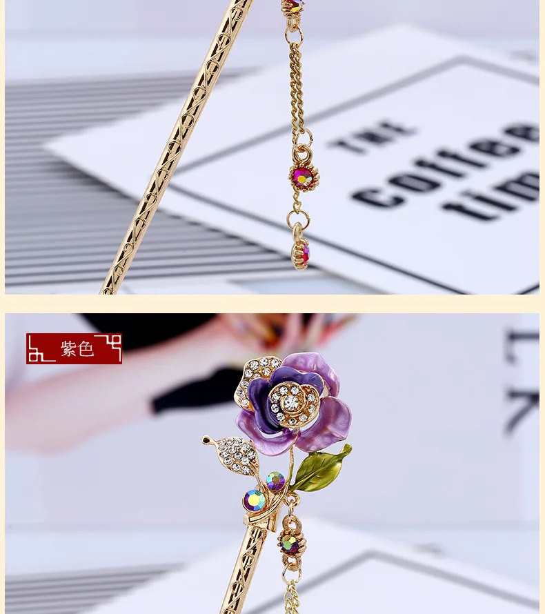 Chinese Traditional Hair Stick Women Handmade Metal Rhinestone Hairpin Fashion Classic Vintage Hair Accessories Tiara haarspeld