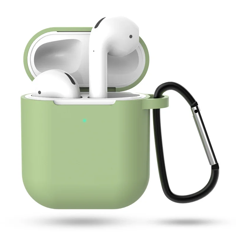 light green Мягкий силиконовый чехол AirPods для хранения, защитный чехол для наушников, защитный чехол, защитный чехол для зарядки, коробки для хранения, подходящий чехол - Цвет: light green