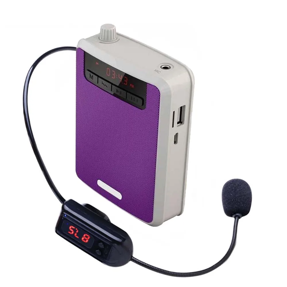 purple-wireless JINSERTA беспроводной портативный усилитель голоса поясной ремень клип с FM TF MP3 Powerbank для учителя обучения гиды МегаФон - Цвет: purple-wireless