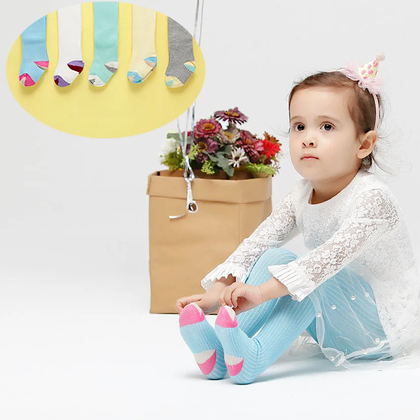 Колготки для младенцев однотонные колготки маленьких девочек трикотажные