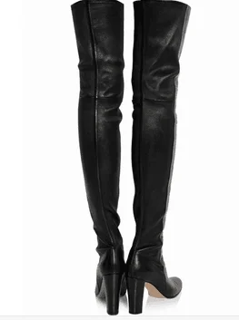 2019 Winter Over The Knee High Boots Black Thigh Square Heel Round Toe Zip Autumn Shoes Fashion Motorcycle Booties | Обувь