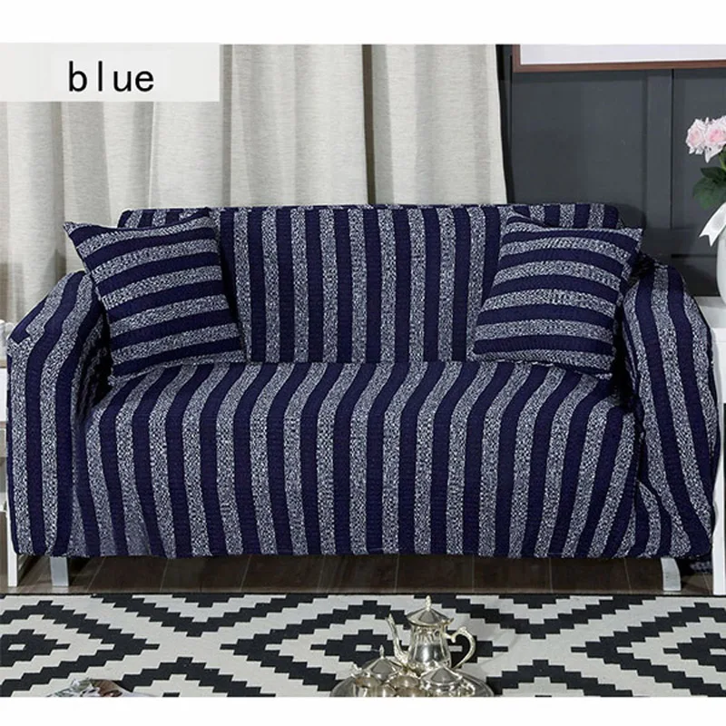 Всесезонный Универсальный Эластичный чехол для дивана простой полосатый из