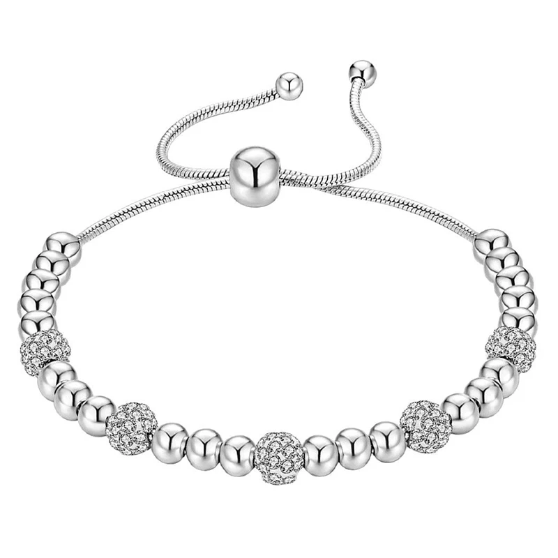 DoreenBeads модный браслет из нержавеющей стали серебряный цвет розовое золото бусины