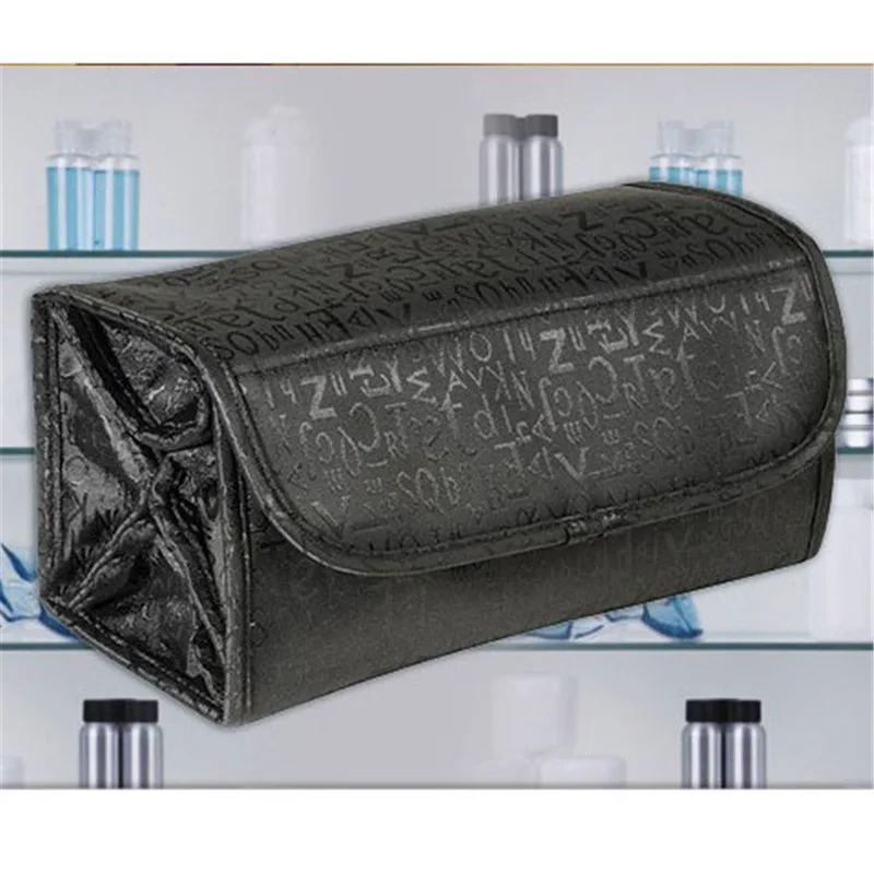 Black Женская сумка для макияжа, подвесная Туалетная сумка Косметическая сумка для переноски, складной органайзер для макияжа, косметички, сумки для хранения кистей - Цвет: Black