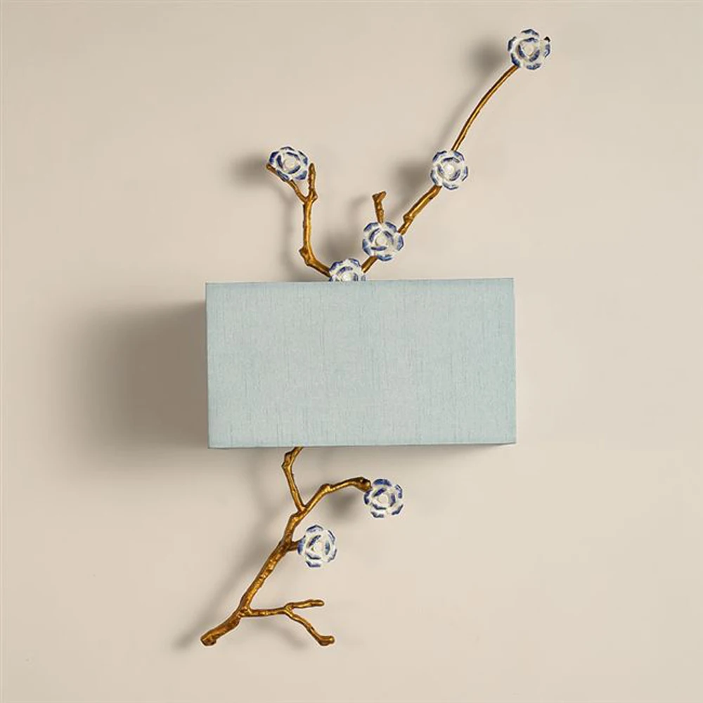 Китайский Стиль ткань настенный светильник Современный светодиодные лампы для