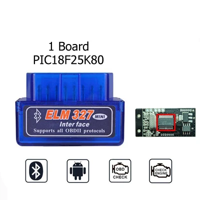 1 Board Bluetooth Elm327 Pic18f25k80 V1.5 OBD2 беспроводной автомобильный диагностический инструмент elm327 bluetooth V1.5 OBD2 сканер Elm 327 1,5 OBD 2 Wi-Fi ODB2 - Цвет: 1 Board Bluetooth