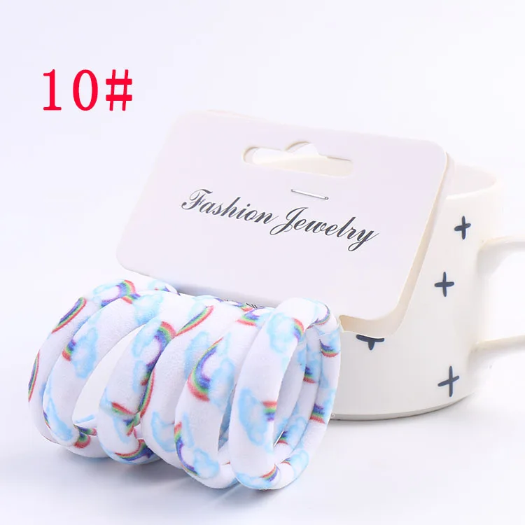 style 10 6 шт./комплект, милые эластичные резинки для волос для девочек, трикотажные резинки для волос, резинка для волос, резинки для волос - Цвет: style 10