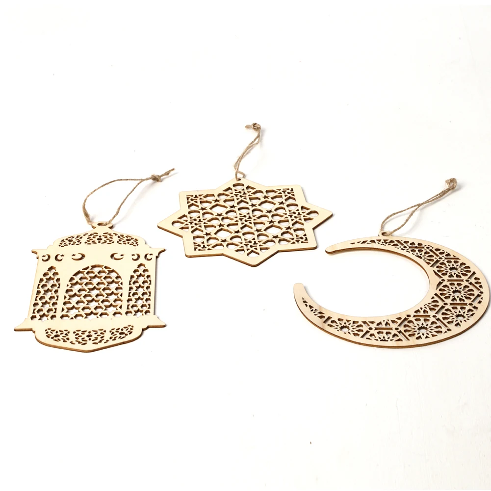 3 шт. Деревянный фестиваль подарок Рамадан вечерние дома прочный Eid Mubarak подвесной