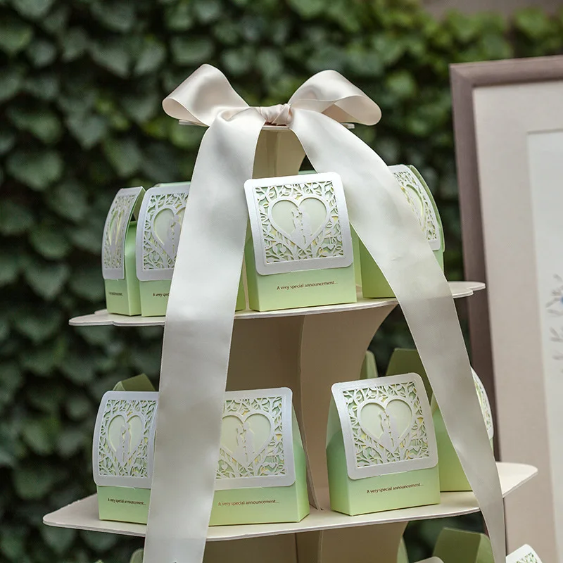 Зеленый цвет Свадебный держатель кубовидной карты Бумага пользу Коробки|boxed baby