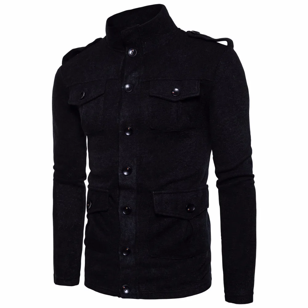 Свитер Мужской трикотажный с множеством карманов и длинными