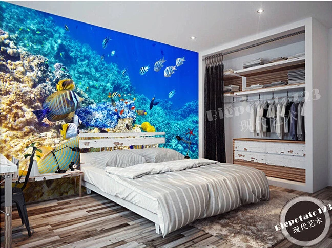 Пользовательские 3D большие фрески красивый сон красочные глубоководные рыбы