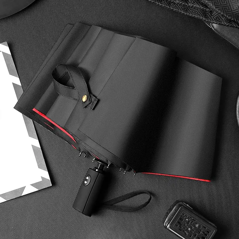 

3Folding Fully automatic Wind resistance Umbrella Rain Women Double Umbrella cloth The New Business Fashion Outdoor Male Parasol