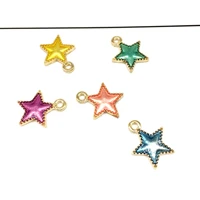 high quality 30pcs gold color plated enamel alloy pendant charms cute oil drop metal stars floating star jewelry charm