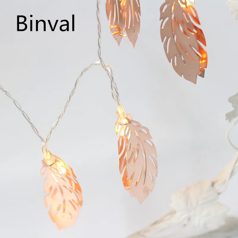 Binval 10/20 светодиодный Светодиодный проблесковые огни для девочек свежий номер Украшение Романтическая Свадебная розовое золото перо богемный украшения