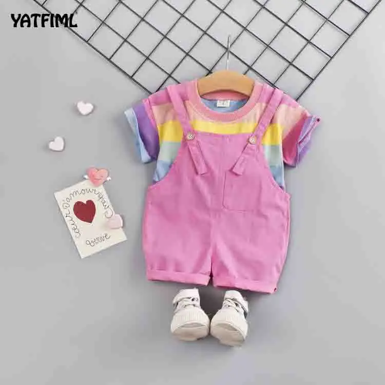 pink YATFIML/летние комбинезоны для детей; комбинезоны для малышей; детские штаны для мальчиков; Комбинезон для маленьких девочек; Детский комбинезон - Цвет: pink