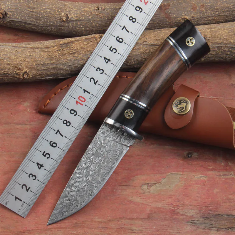 Охотничий нож ручной работы из дамасской стали фиксированный Тактический Клинок