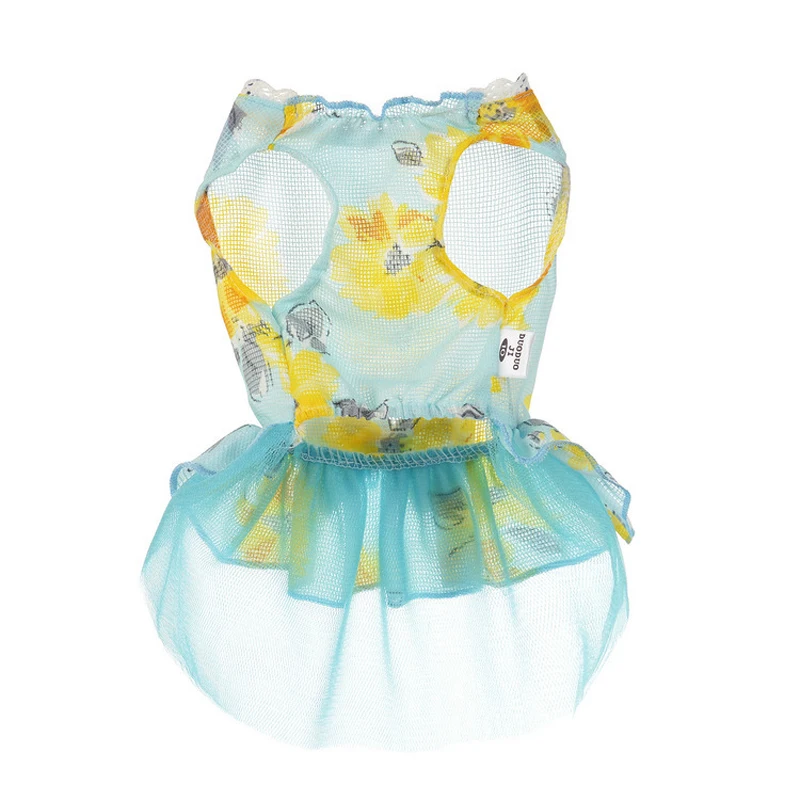Blue Dog Dress Bowknot Summer Clothes for Small Medium Dogs Polyester Puppy Princess Wedding Party Skirts Pet Supplies XS-XL 2 |
