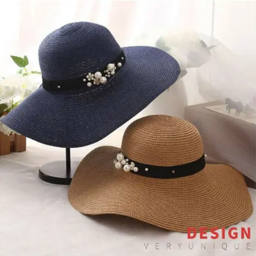 Соломенная шляпа с большими полями летняя пляжная женская складная для