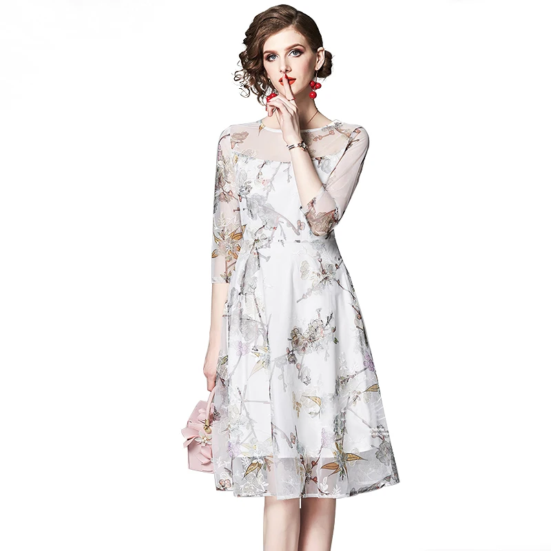 Летнее осеннее Повседневное платье Trytree женские платья из вуали и полиэстера с