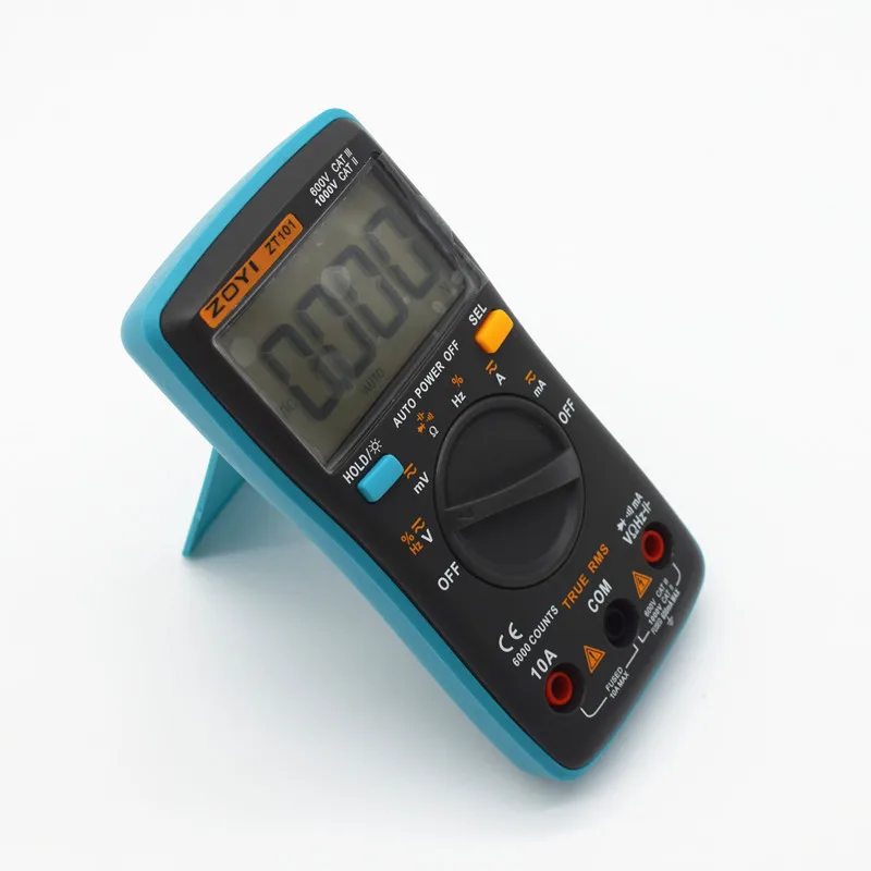 ZOYI ZT101 ZT102 цифровой автоматический диапазон портативный мультиметр 6000 отсчетов амперметр с подсветкой Вольтметр Ом английский/русский Руководство пользователя