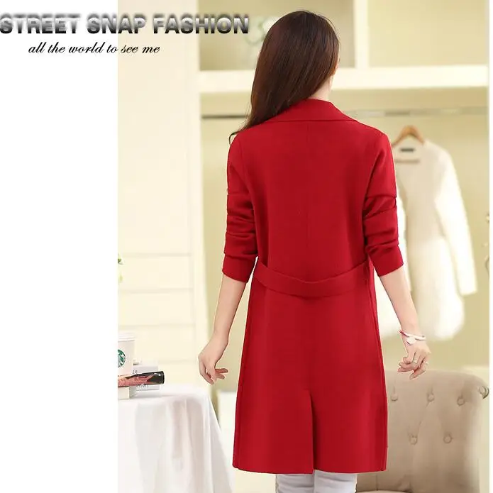 Новинка классический модный свитер на весну и осень облегающий длинный вязаный