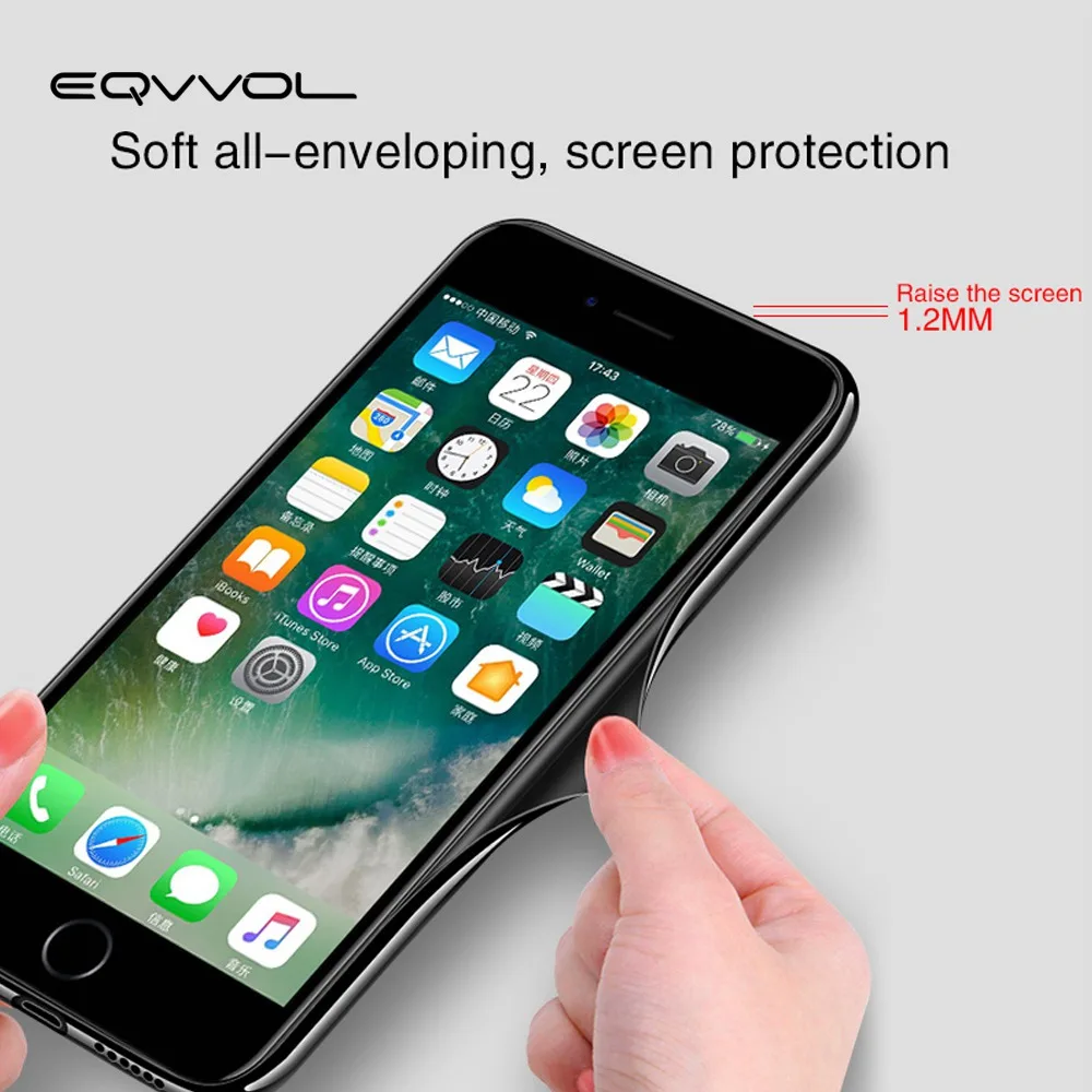 Eqvvol закаленное стекло ТПУ чехол для iPhone X 8 плюс защитный мобильного телефона 6 Plus