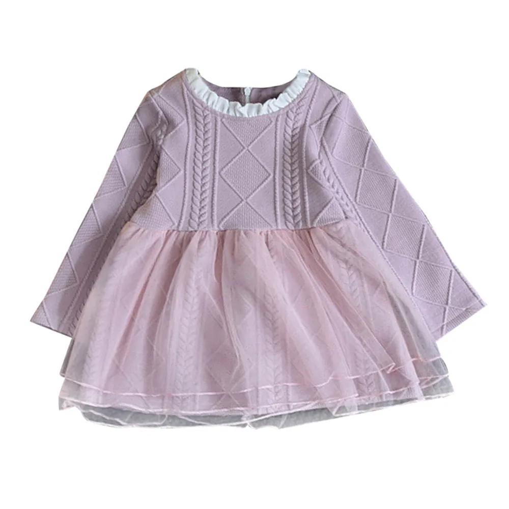 Autumn baby clothes for girls school Dress girl Kids Knitted Sweater Winter Pullovers Crochet Tutu New Year | Детская одежда и