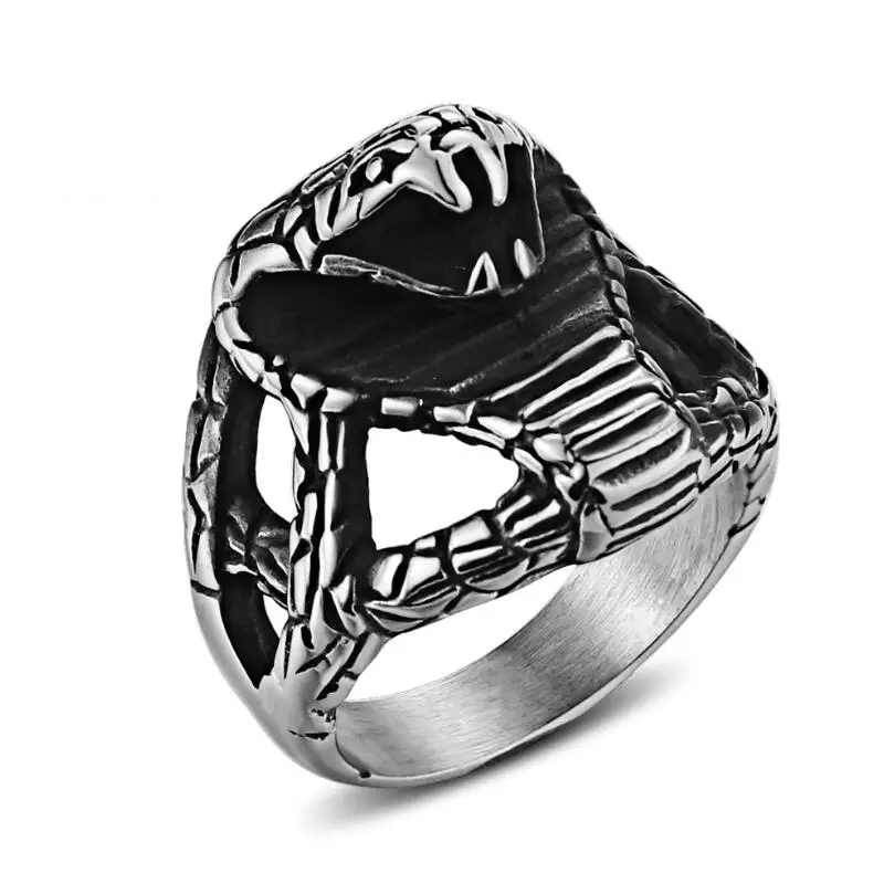 

Cool Cobra Snake For Man 316L Stainless Steel Men's Unique Punk Ring Factory Wholesale Price Animal Jewerly