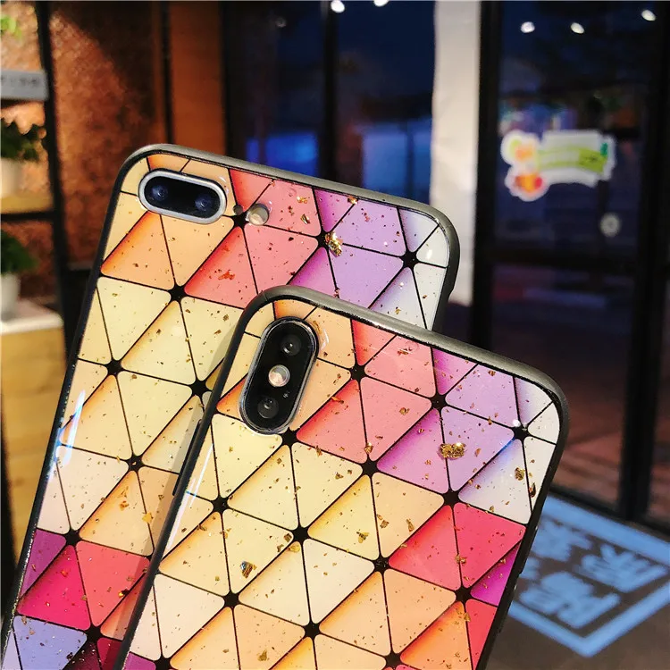 TRISEOLY Phone Case For Huawei P8 P9 Lite 2017 Nova 2 On Honor 7A Pro 7C Enjoy 7 9 Plus Gold Foil Colored Triangle TPU | Мобильные