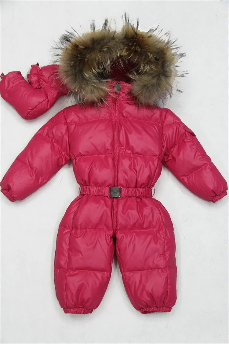 6 М 3 Т Сгущает Детские Младенческой Snowsuit Природа Меха детские зимние Комбинезоны