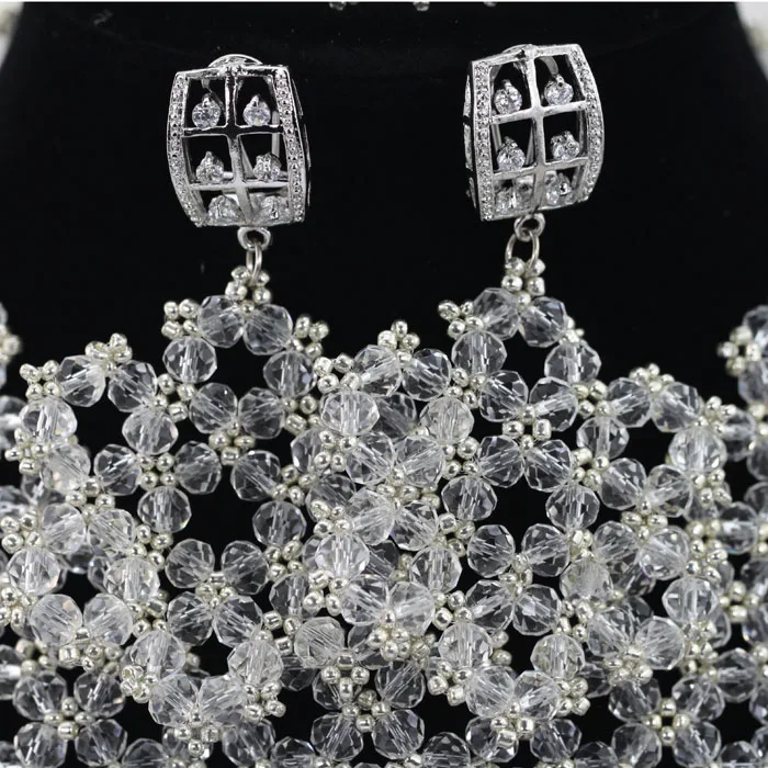 Большое прозрачное белое яркое ожерелье с кристаллами набор африканских