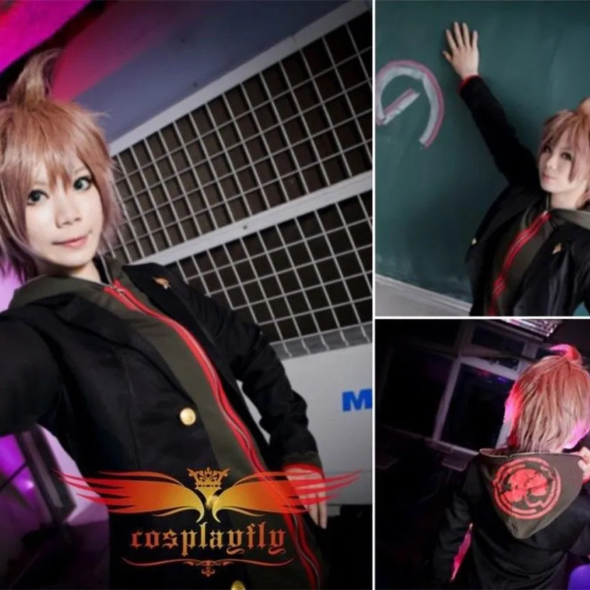 Мужской/женский костюм для косплея Dangan Ronpa Makoto Naegi куртка с капюшоном и штаны