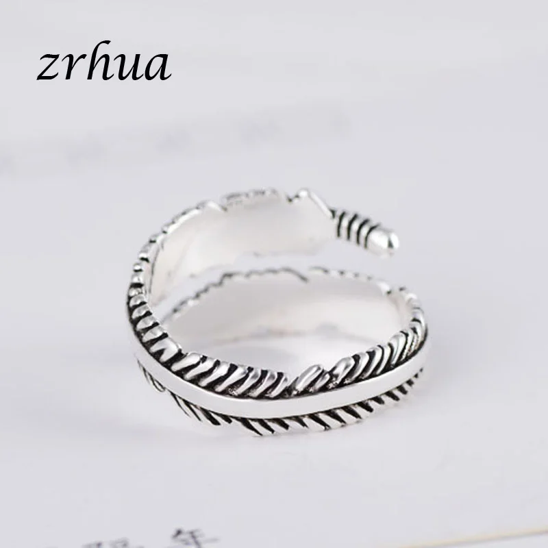 ZRHUA 2019 Brand Vintage 925 Sterling Silver Jewelry Retro Leaf Engagement Wedding Rings For Women Anillo Bijoux Wholesale Price | Украшения