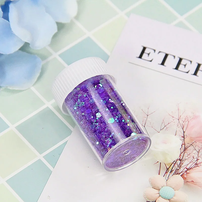 10 г/бутылка слайм конфеты ломтики наполнитель DIY поставки детские аксессуары украшения Кристалл грязи детей блеск бумаги слайм наполнитель - Цвет: Фиолетовый