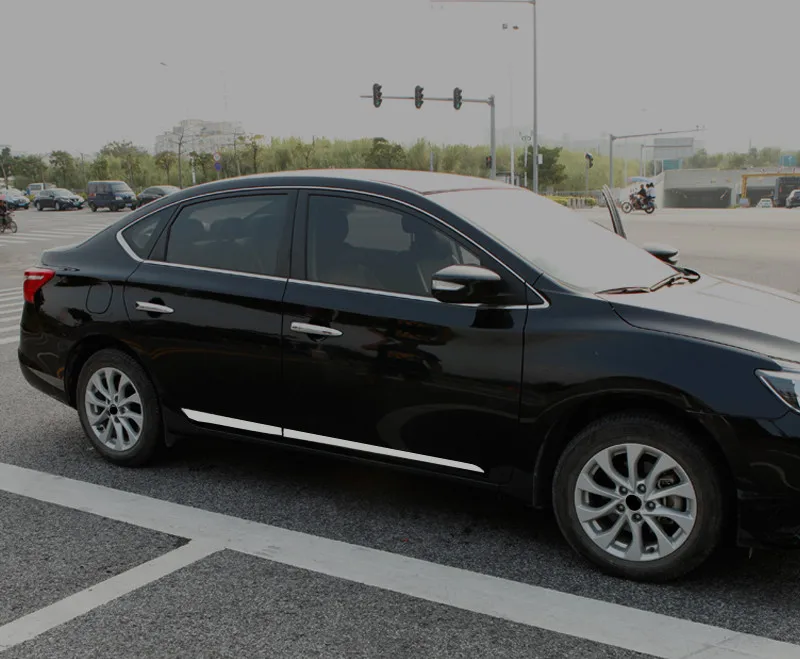 Для Nissan Sentra 2013- Модифицированная специальная внешняя боковая юбка для предотвращения столкновений Декоративная полоса для двери автомобиля яркая полоса