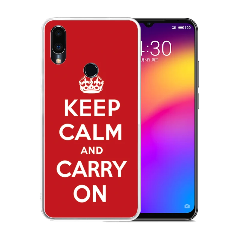 Soft Silicone Clear TPU Case for Meizu 16S Pro Note 9 M8 M6 15 Lite 16 Black Red Anti-Scratch Keep Calm and Carry On Cover | Мобильные