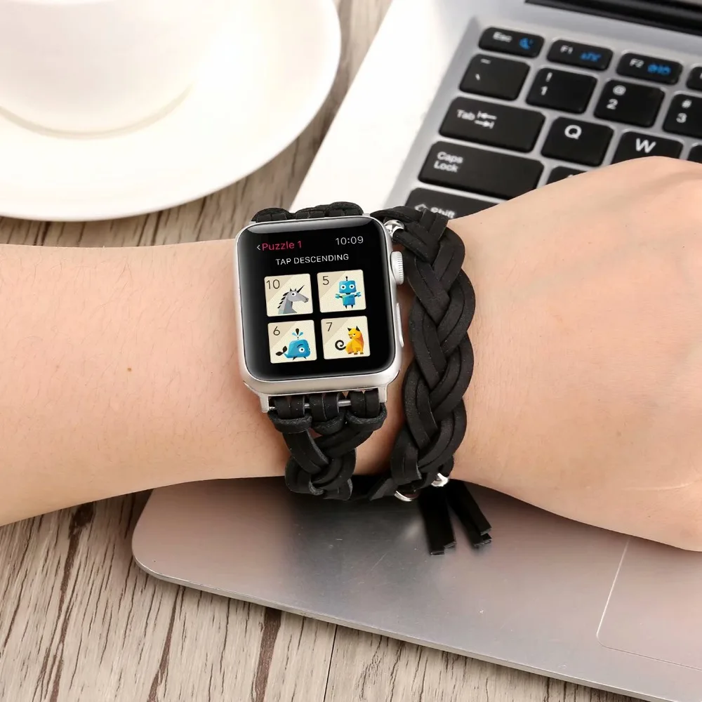Ремешок из натуральной кожи для Apple Watch Series 5 4 3 2 1 38 мм 40 42 44 мм|Ремешки часов| |