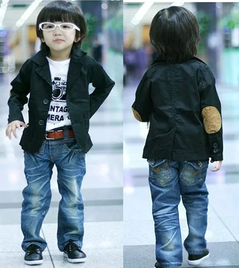 Blazer informal para ni&ntilde;os y ni&ntilde;as, Chaqueta de algod&oacute;n para ni&ntilde;os de 3 a 10 a&ntilde;os, color negro y azul, en oferta-1