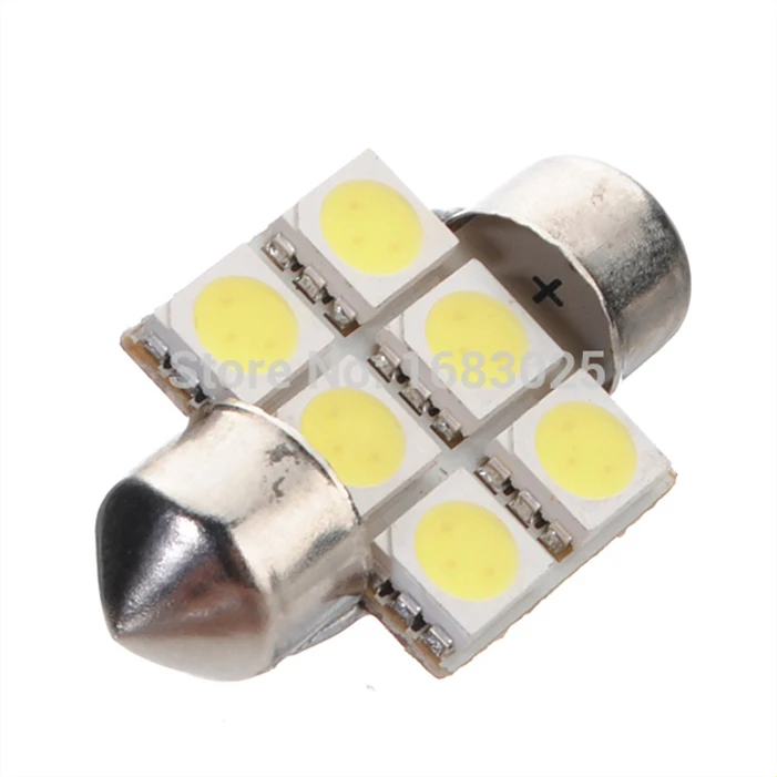 31 мм 5050 SMD 6 LED белый Festoon Dome Автомобильный интерьер чтения карты огни двери лампа