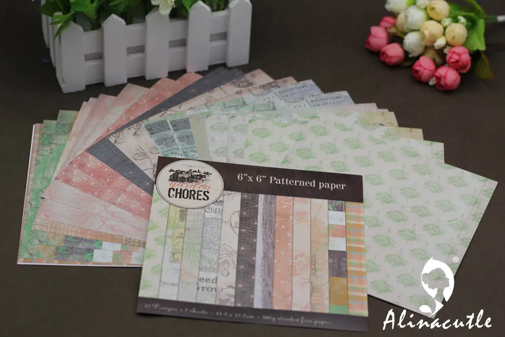 AlinaCraft 24 sheets 6&quotX6&quot garden chores patterned paper Scrapbooking pack handmade craft Background pad | Дом и сад