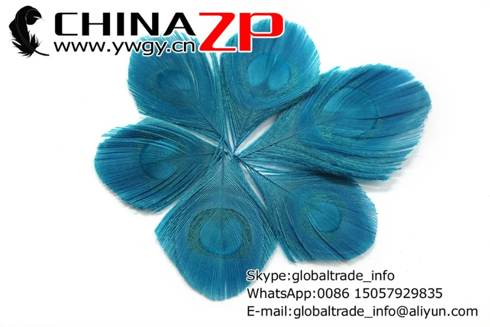 Завод CHINAZP 100 шт./лот отборные окрашенные бирюзовые Окрашенные Перья павлина для