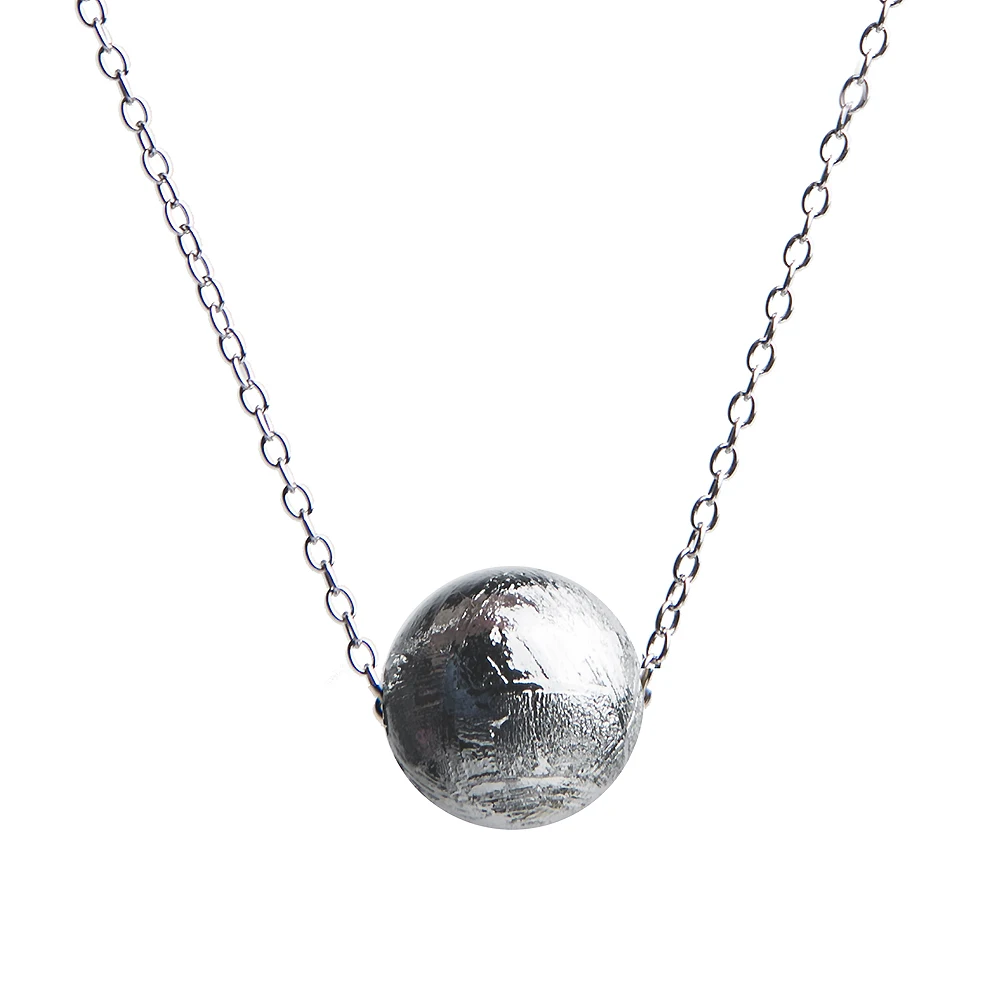 Colgantes de meteorito de hierro Gibeon Natural genuino, cuentas de plata moldavita de esfera de 8mm, regalo para mujeres y hombres, collar AAAAA