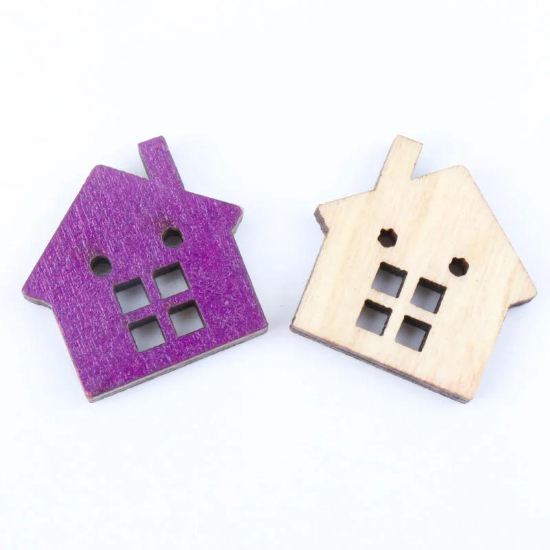 

House Pattern Wooden Sewing Buttons Scrapbooking Crafts for Handmade Accessory Botones 22x23mm 20pcs