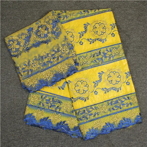 Latest apparel cloth African cotton embroidery bazin riche lace fabric with net for party dress set NBN58 (5+2y) | Дом и сад