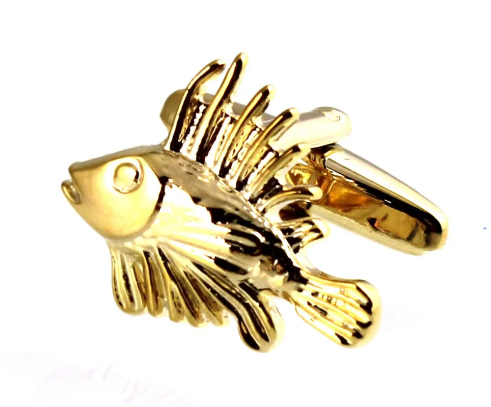 Мужские запонки в виде рыб золотые и серебряные M3085 19 мм | Украшения аксессуары