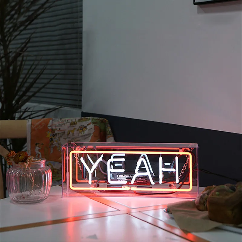 YEAH YEAH LOVE HOME знаковые неоновые вывески трубчатая лампа ручной работы индивидуальный дизайн неоновая Лампа Пивной Бар паб дома KTV профессиональное освещение - Испускаемый цвет: YEAH