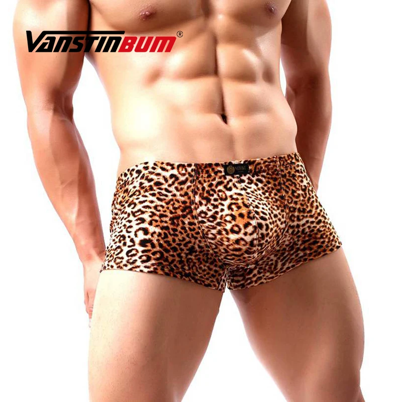

VANSTINBUM Boxer Shorts Sexy Men's Leopard Underwear Fashion Man Convex U Pouch Breathable Underpants Boxers Cueca Masculina