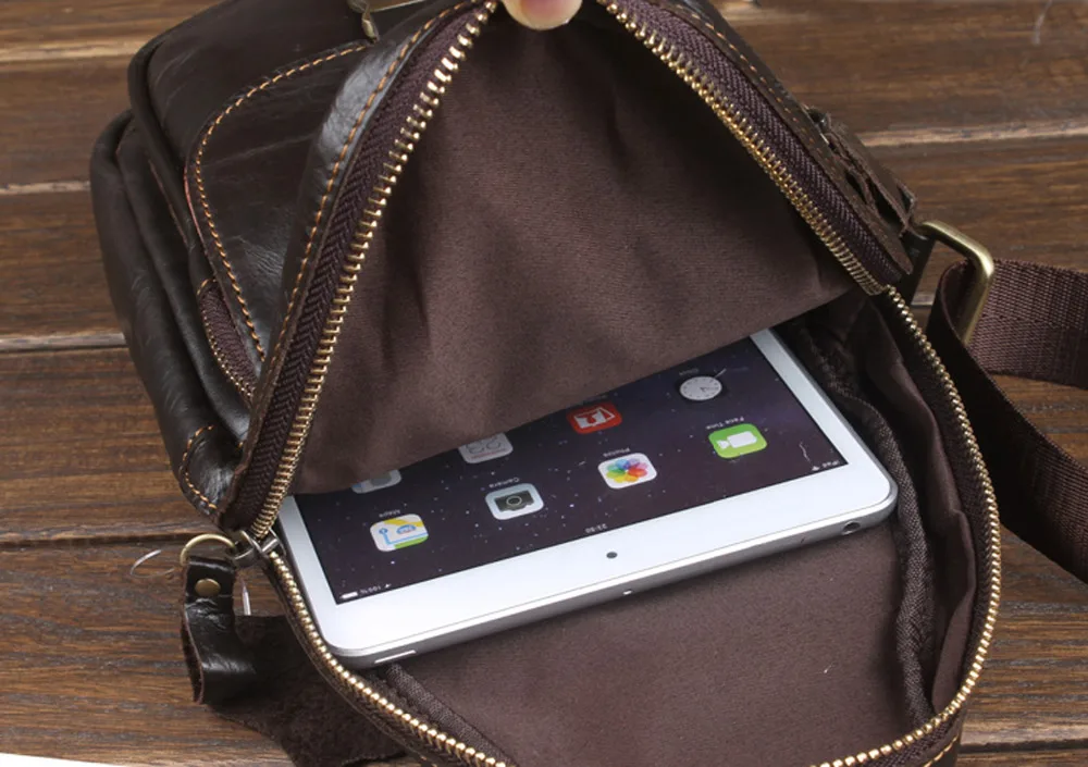 Высокое качество 100% натуральная кожа Для мужчин сумка на груди Винтаж из