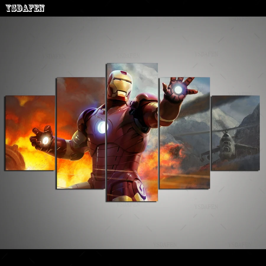 Дропшиппинг HD 5 Панель Холст Искусство мВ ironman огонь Живопись Домашний Декор