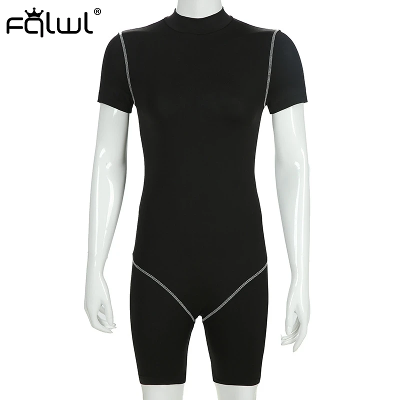 FQLWL Уличная Сексуальная Bodycon Короткий комбинезон для женщин игровая одежда черный фитнес тощий Байкер Летний комбинезон женский s комбинезон женский